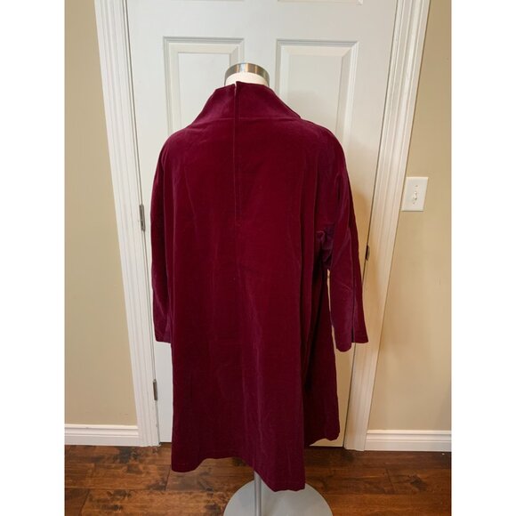 Comme Des Garcons 2D Burgundy Velvet Peter Pan Collar Shift Dress, Size Medium - Picture 5 of 7